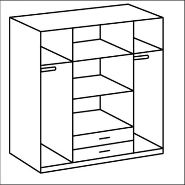 Anzo White Gloss and Oak Effect 4 Door Wardrobe - Elegant Bedroom Storage Solution - UK Luxury Furniture